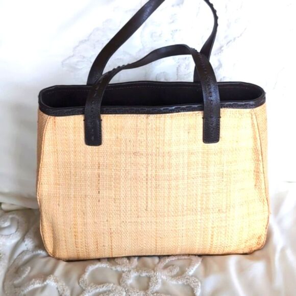 Cole Haan Spring 🌼Daisy Straw/Leather Mini Tote Bag - Picture 5 of 17